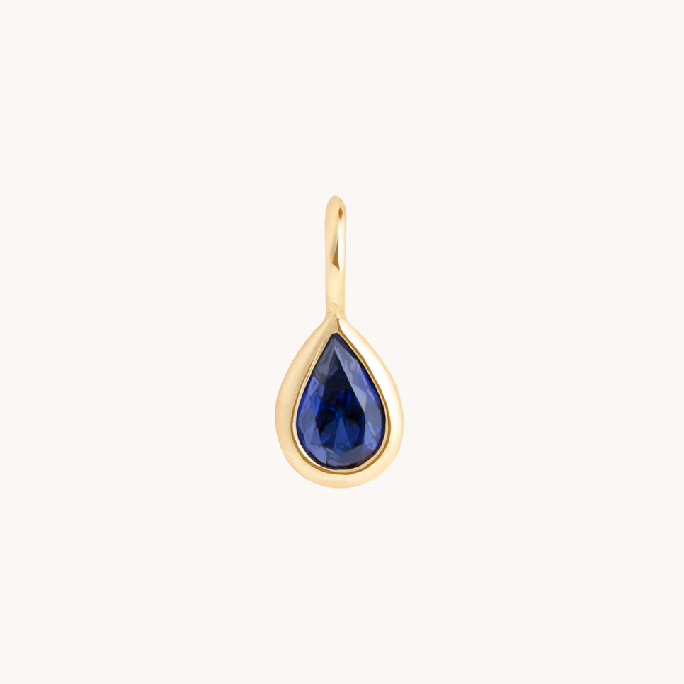 Birthstone Charms - Sapphire Pear Charm 9k Gold - Welding Charm - Astrid & Miyu