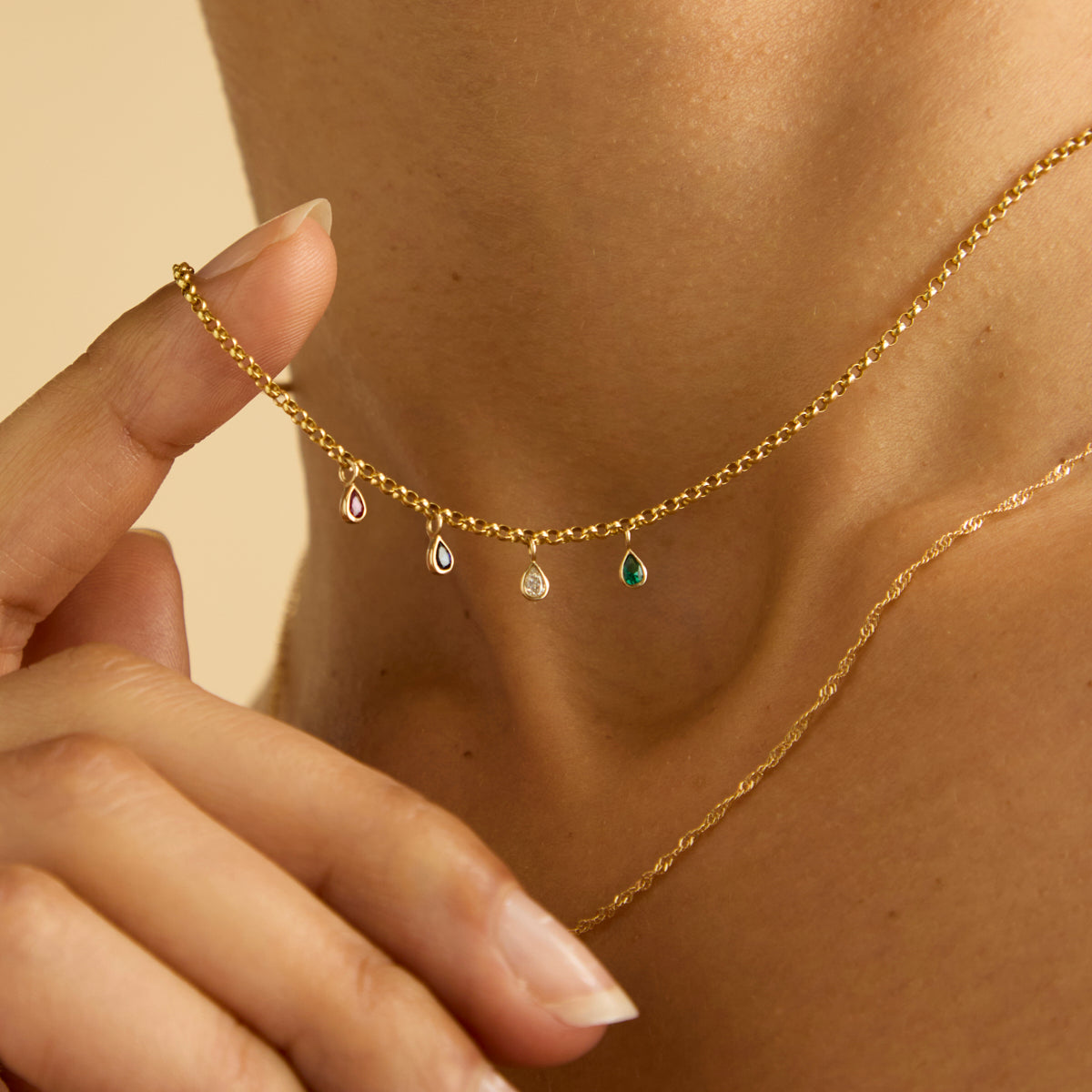 Birthstone Charms - Sapphire Pear Charm 9k Gold - Welding Charm - Astrid & Miyu