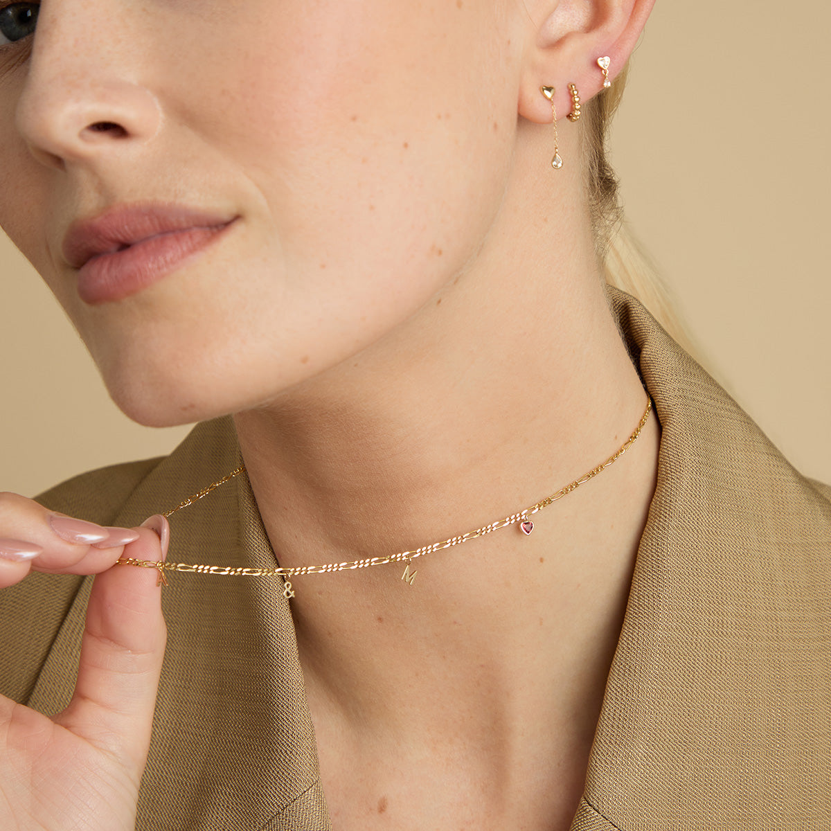 Motif Charms - Garnet Heart Charm 9k Gold - Welding Charm - Astrid & Miyu