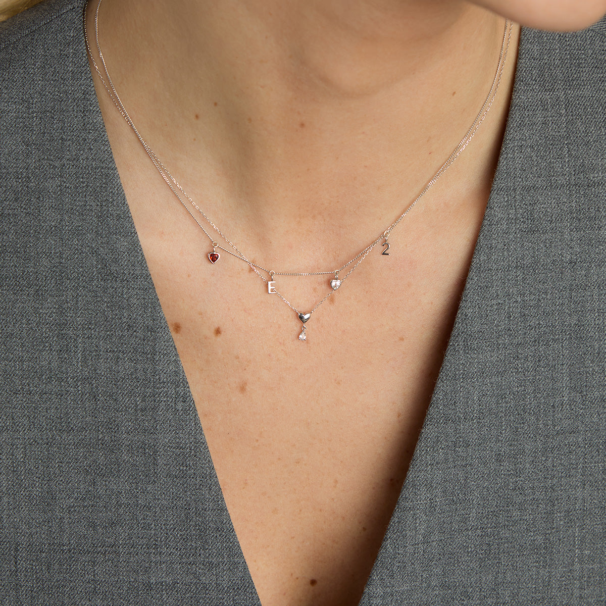 Motif Charms - Garnet Heart Charm 9k White Gold - Welding Charm - Astrid & Miyu