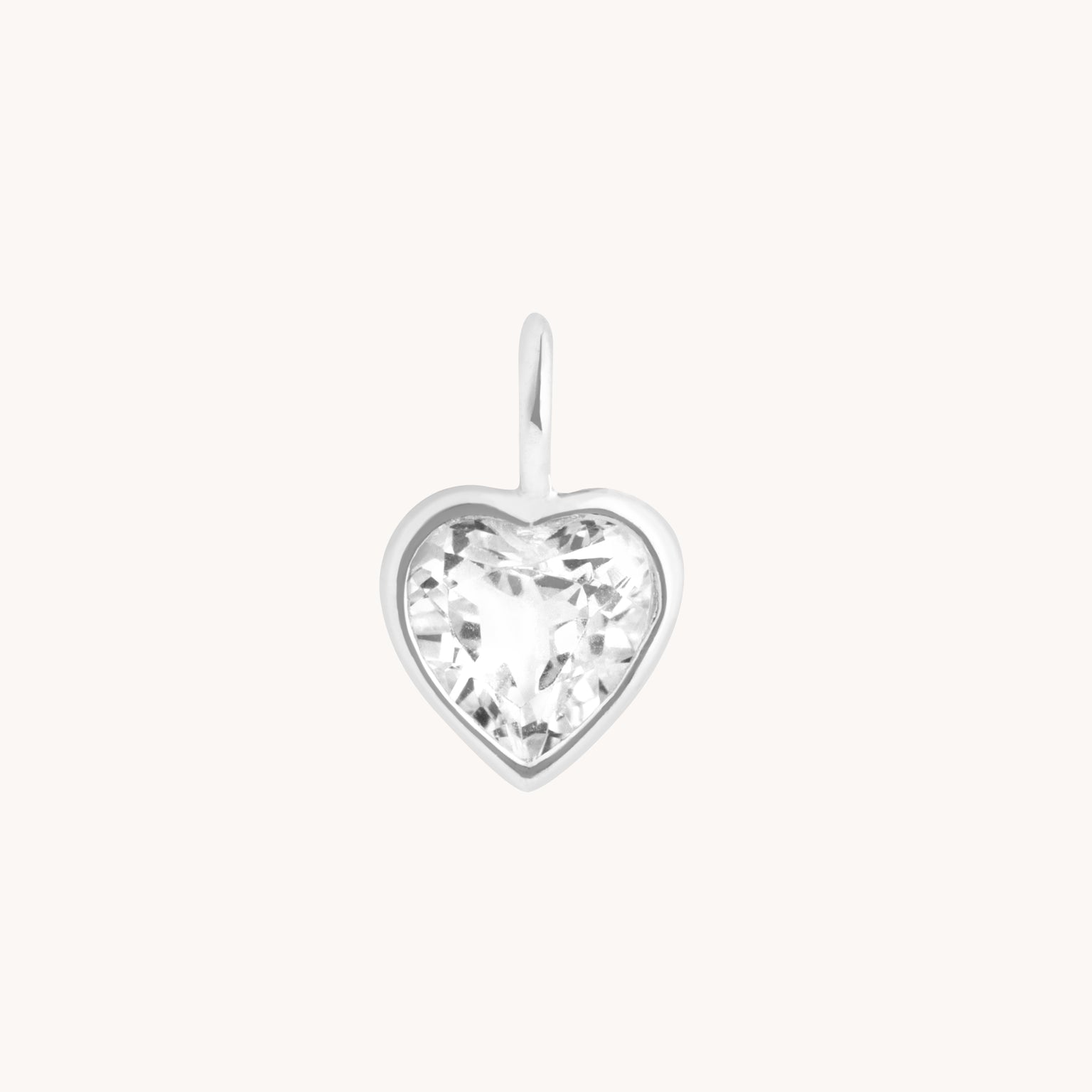 Motif Charms - Heart White Topaz Charm 9k White Gold - Welding Charm - Astrid & Miyu