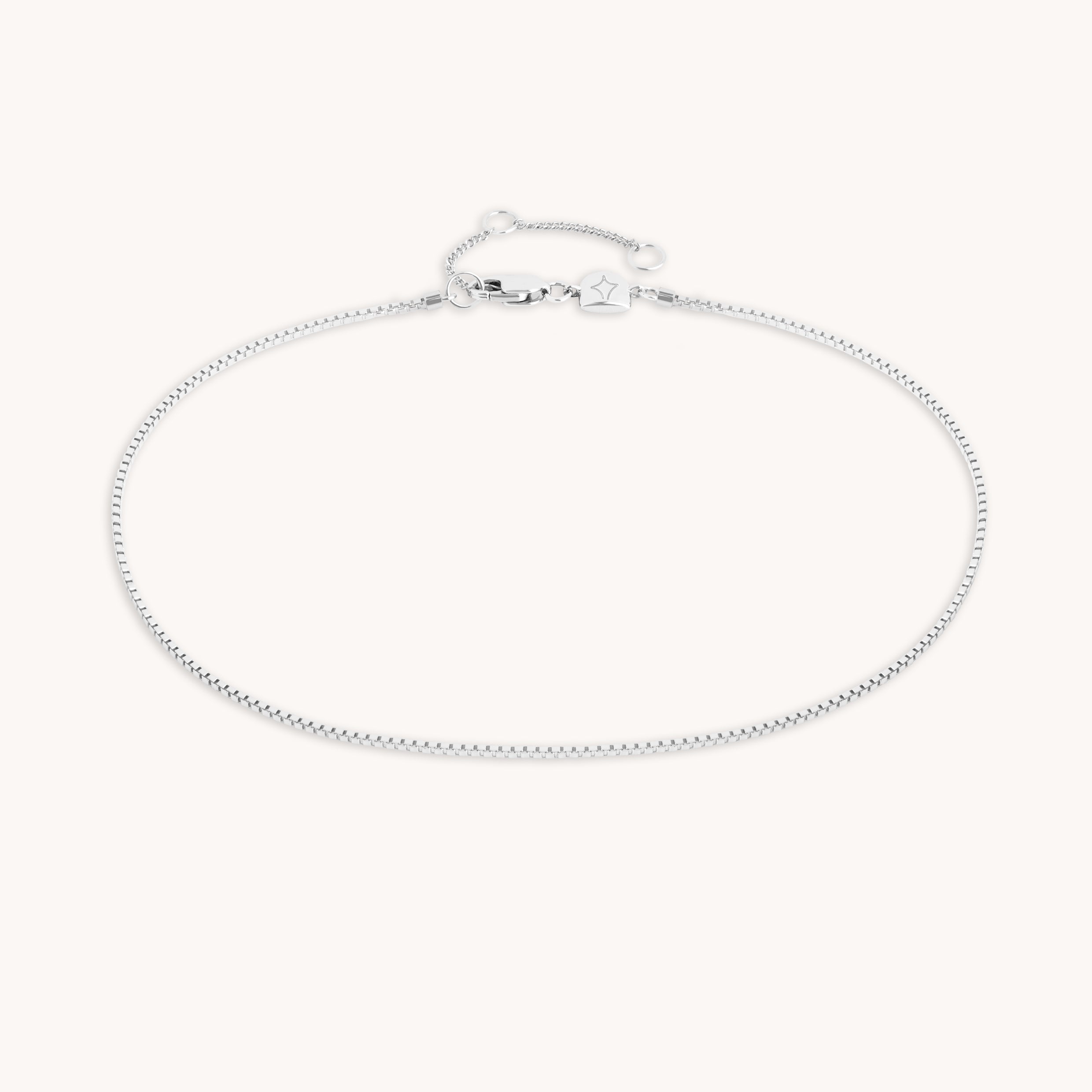 Essential Box Chain Anklet in Silver-Astrid & Miyu
