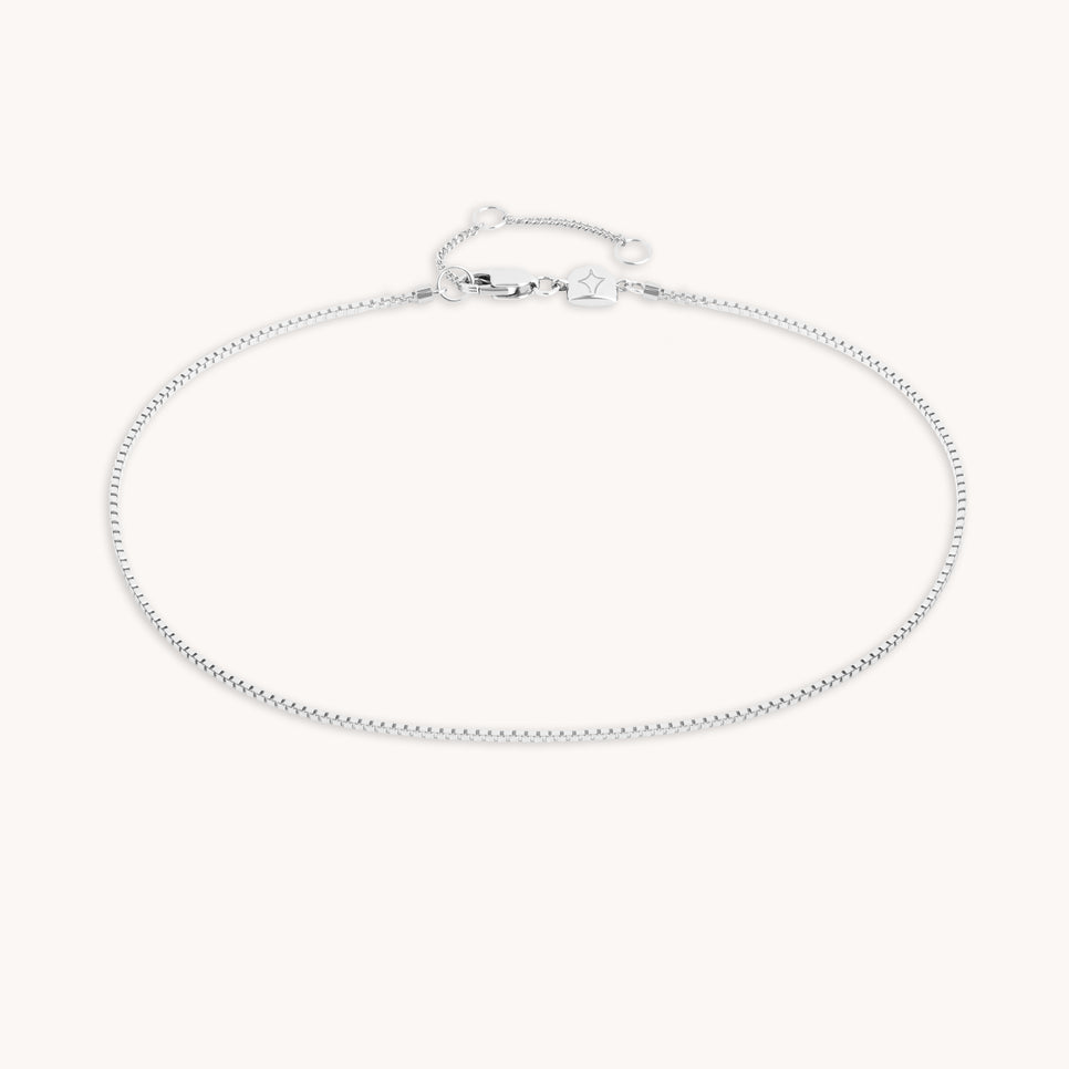 Essential Box Chain Anklet in Silver-Astrid & Miyu
