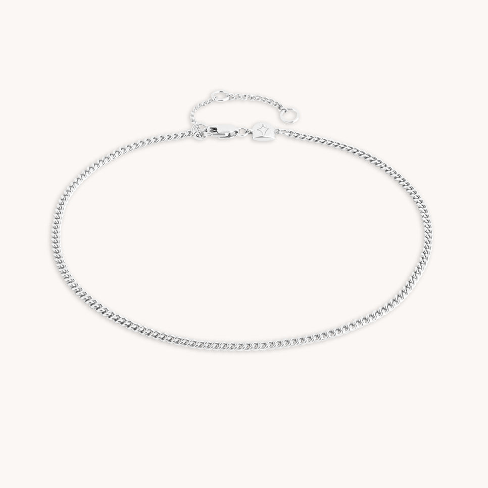 Essential Curb Chain Anklet in Silver-Astrid & Miyu