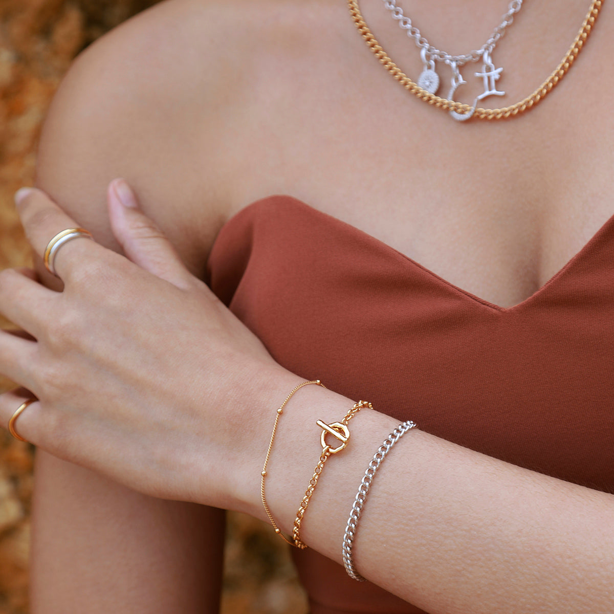 Bold Essential Curb Chain Bracelet in Silver-Astrid & Miyu