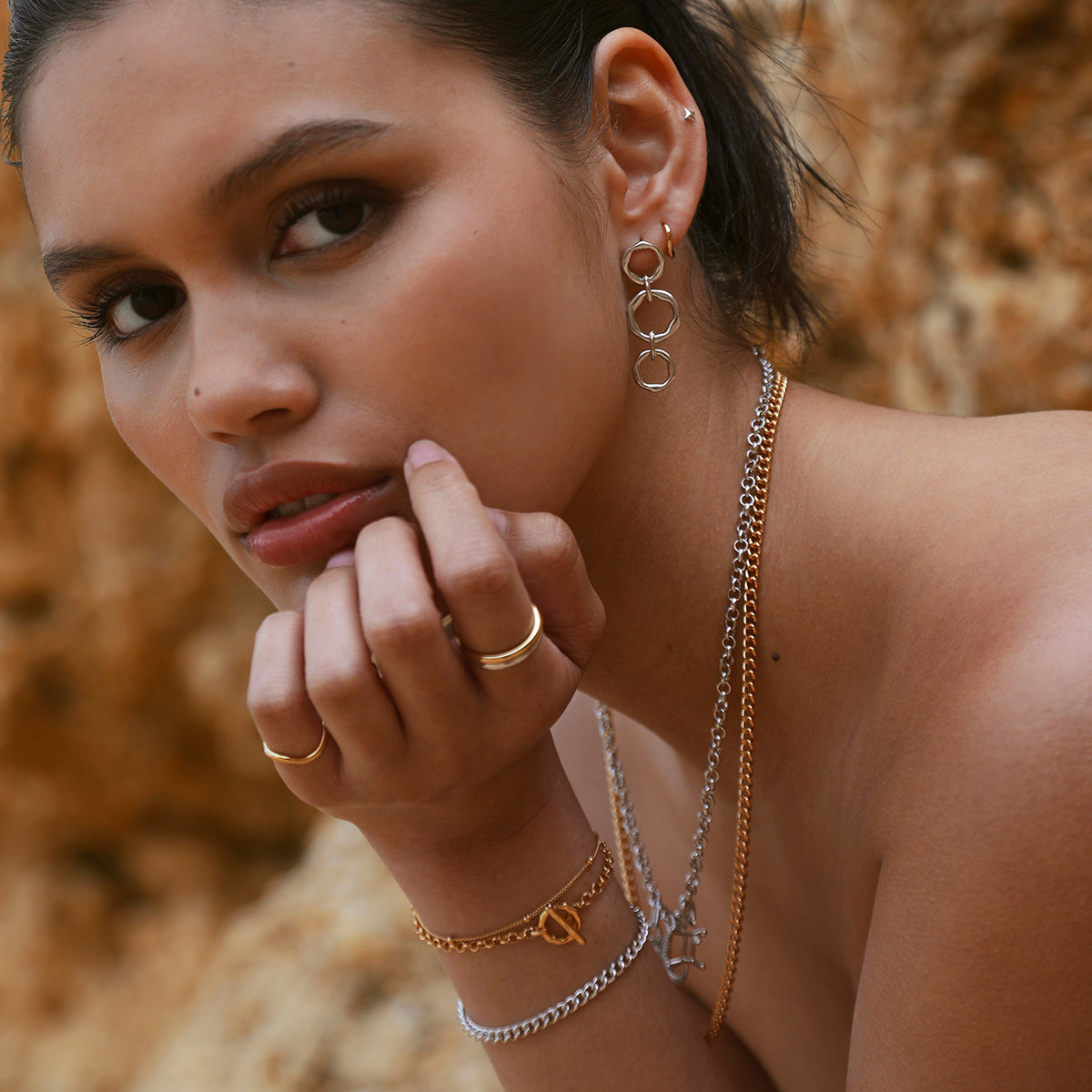 Bold Essential Curb Chain Bracelet in Silver-Astrid & Miyu