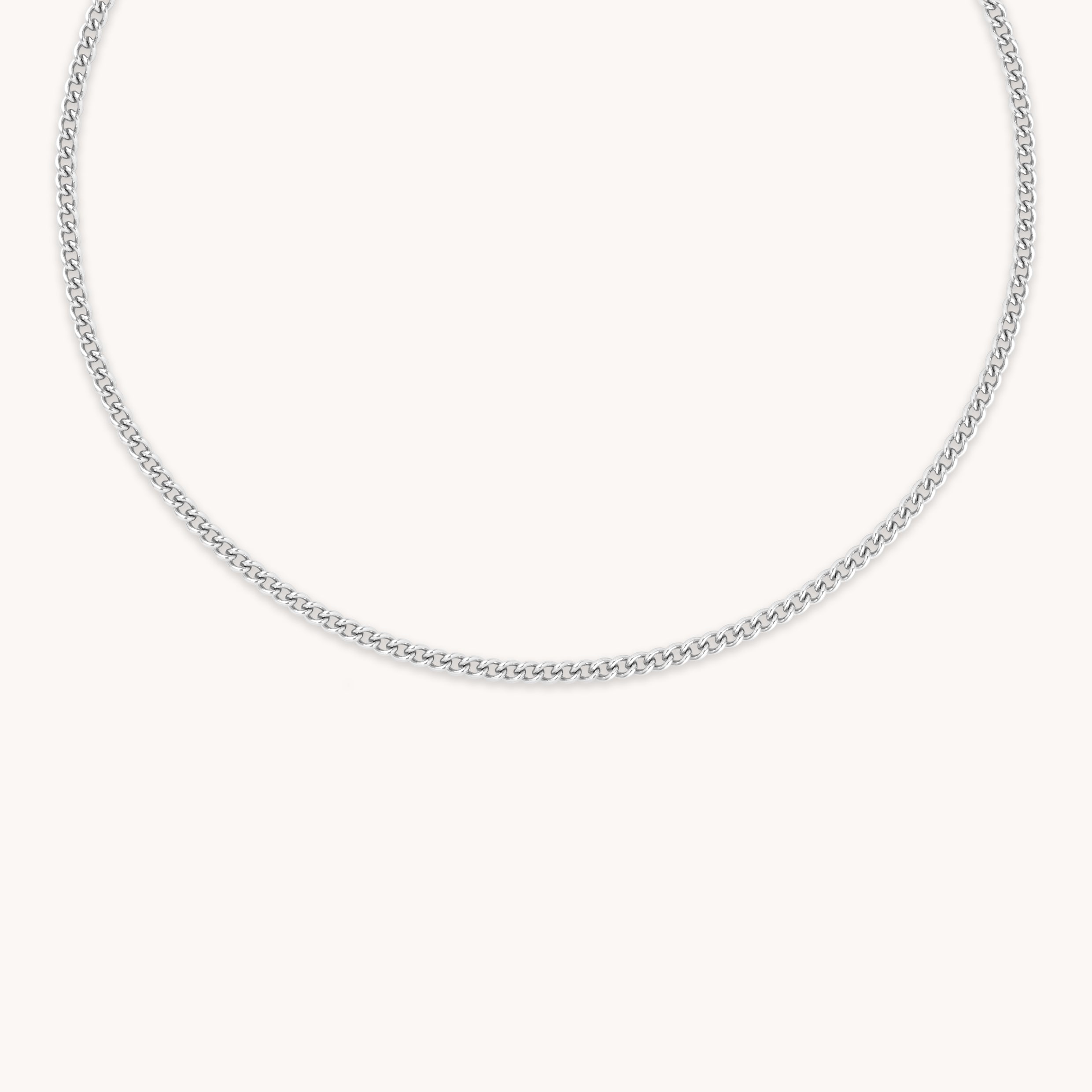 Bold Essential Curb Chain Necklace in Silver-Astrid & Miyu