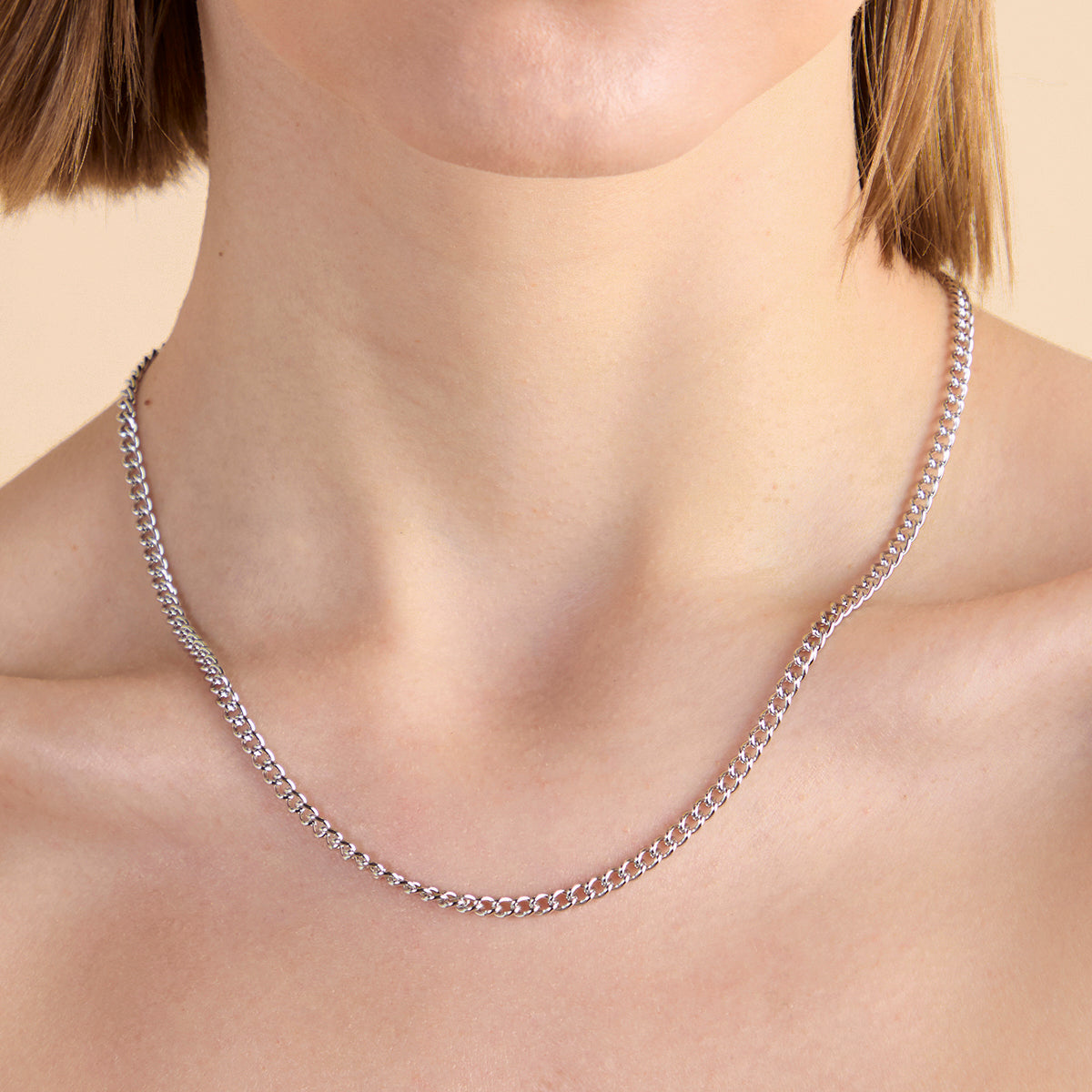 Bold Essential Curb Chain Necklace in Silver-Astrid & Miyu