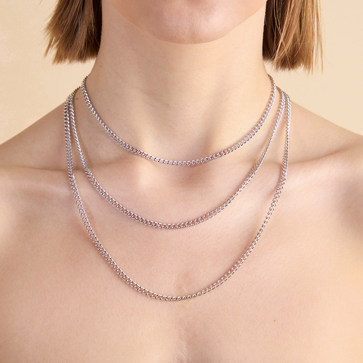 Bold Essential Curb Chain Necklace in Silver-Astrid & Miyu