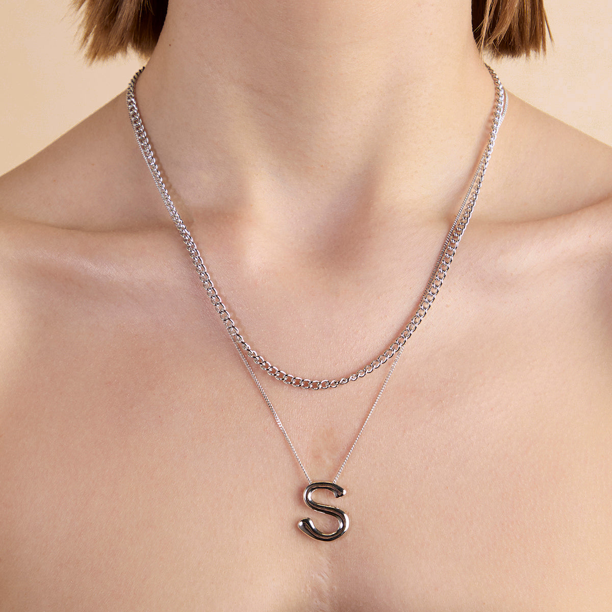 Bold Essential Curb Chain Necklace in Silver-Astrid & Miyu