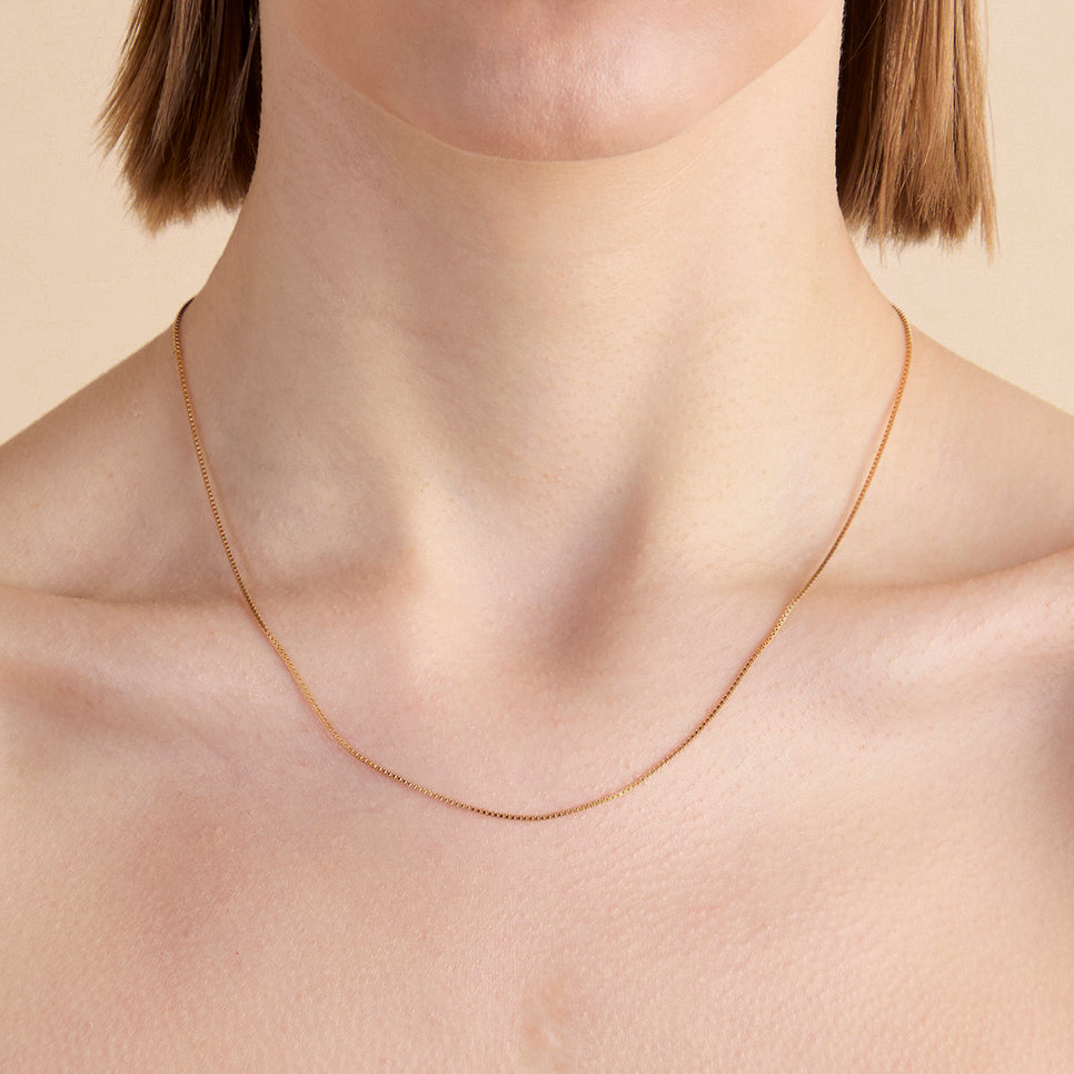 Essential Box Chain Necklace in Gold-Astrid & Miyu