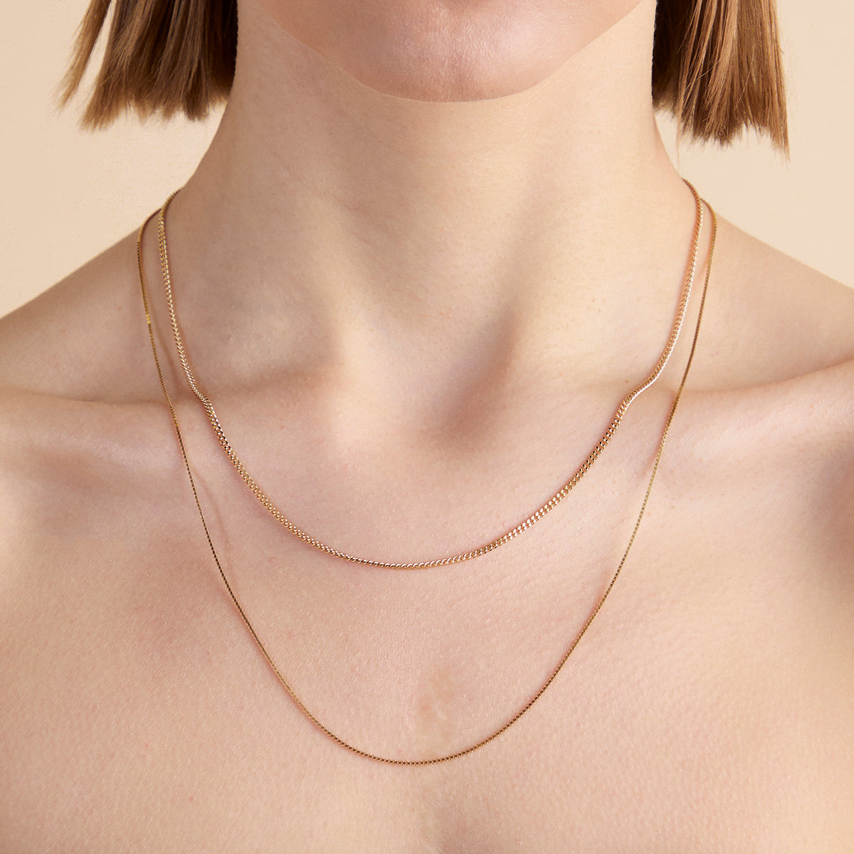 Essential Box Chain Necklace in Gold-Astrid & Miyu