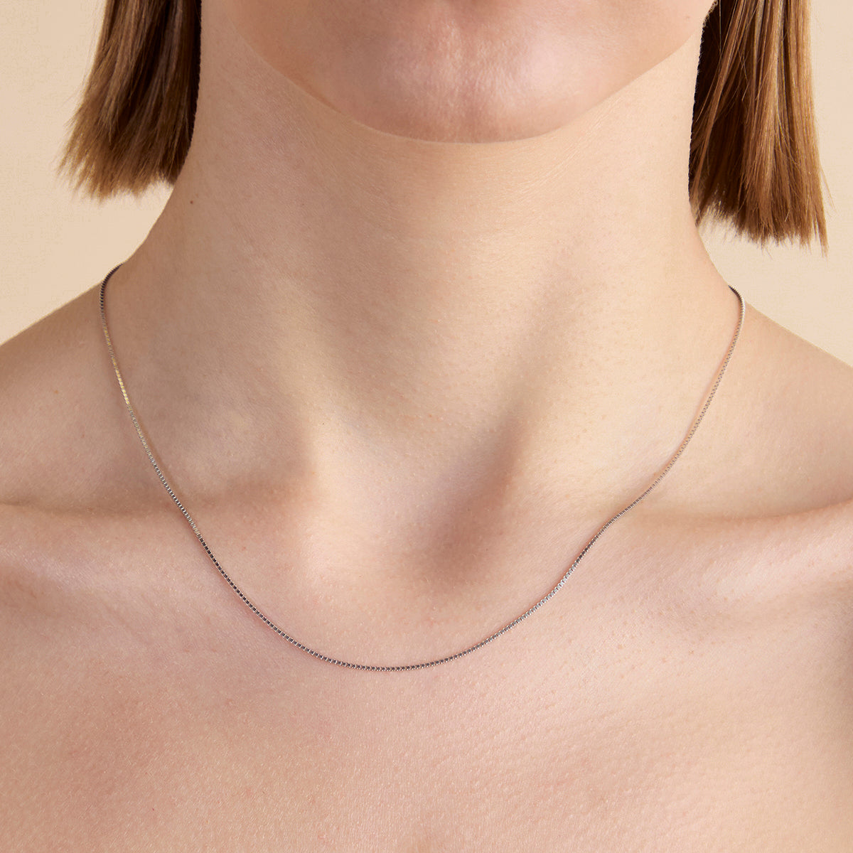 Essential Box Chain Necklace in Silver-Astrid & Miyu