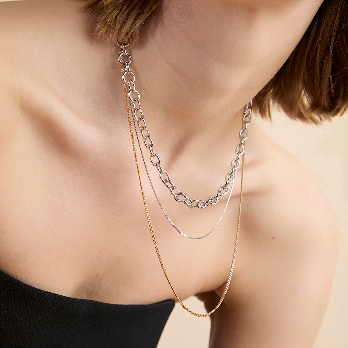 Essential Box Chain Necklace in Silver-Astrid & Miyu