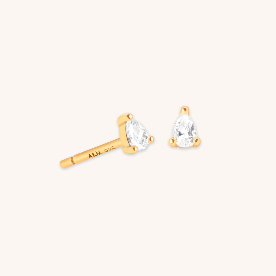 18k Gold Plated Jewellery - Pear Crystal Stud Earrings in Gold - Stud Earrings - Astrid & Miyu