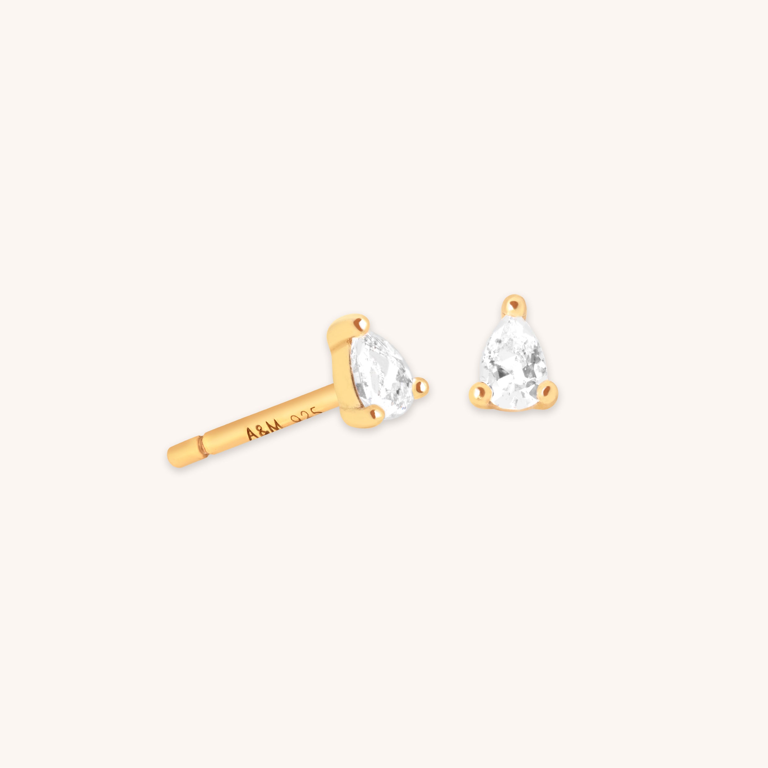 18k Gold Plated Jewellery - Pear Crystal Stud Earrings in Gold - Stud Earrings - Astrid & Miyu