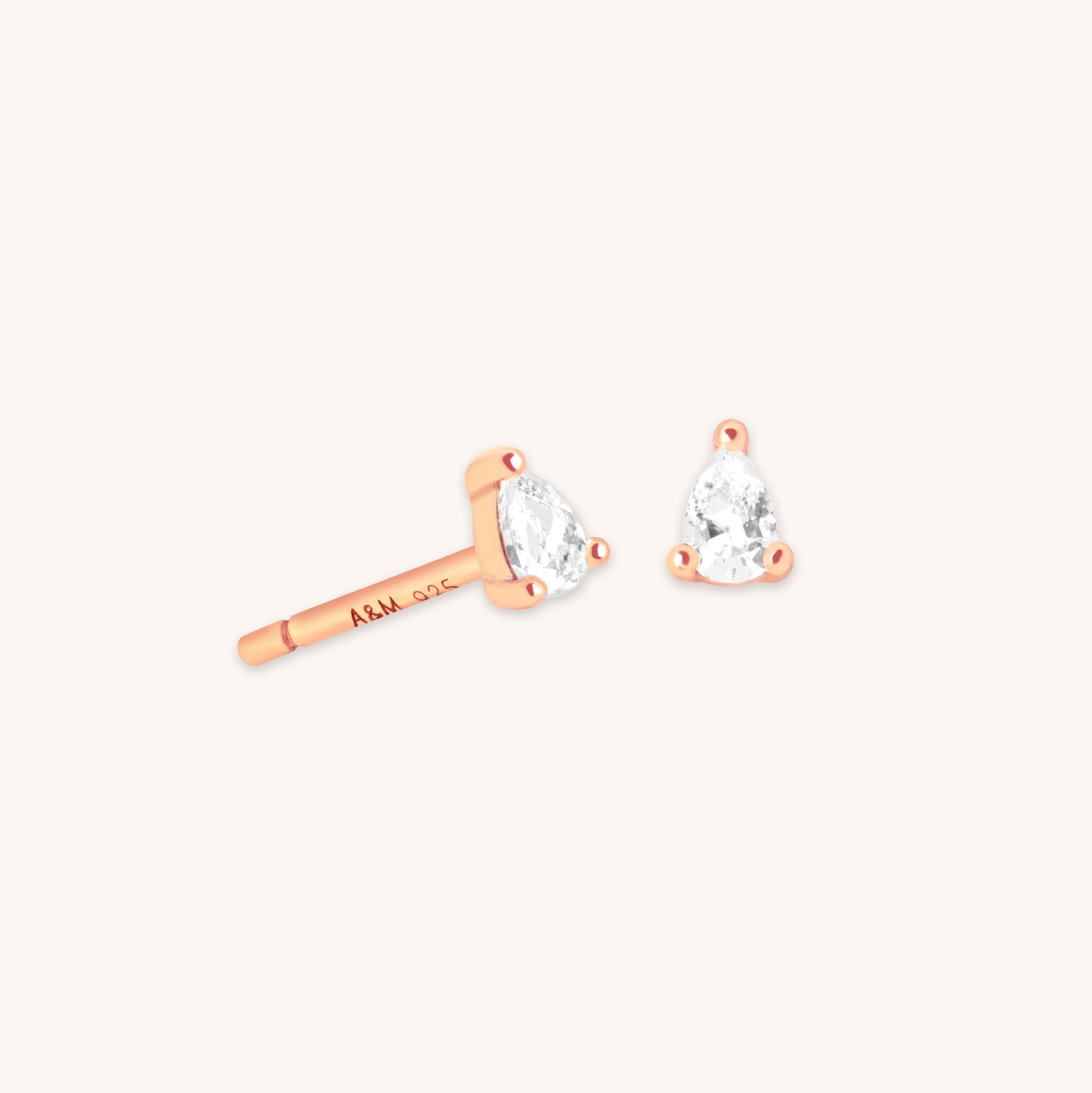 18k Rose Gold Plated Jewellery - Pear Crystal Stud Earrings in Rose Gold - Stud Earrings - Astrid & Miyu