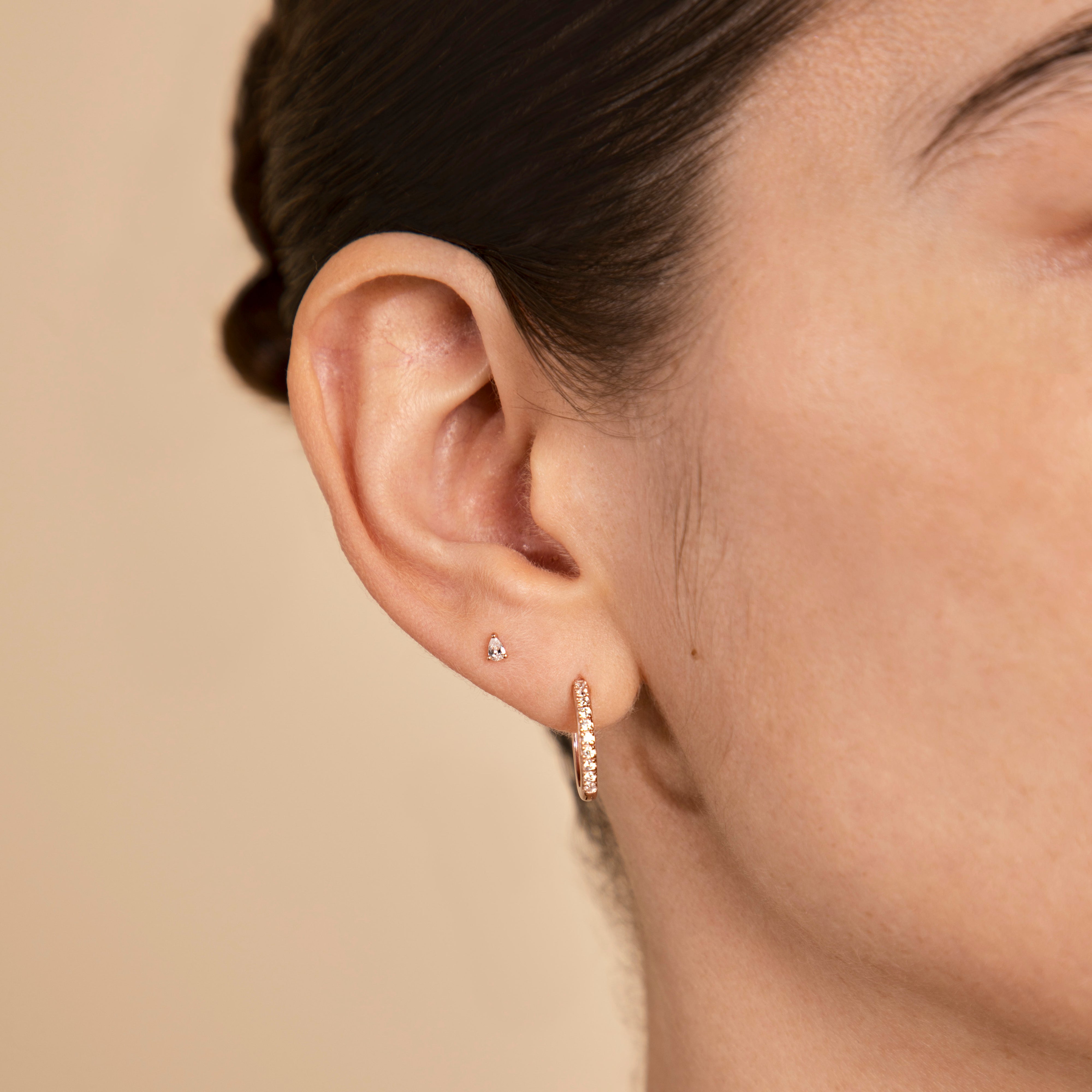 18k Rose Gold Plated Jewellery - Pear Crystal Stud Earrings in Rose Gold - Stud Earrings - Astrid & Miyu