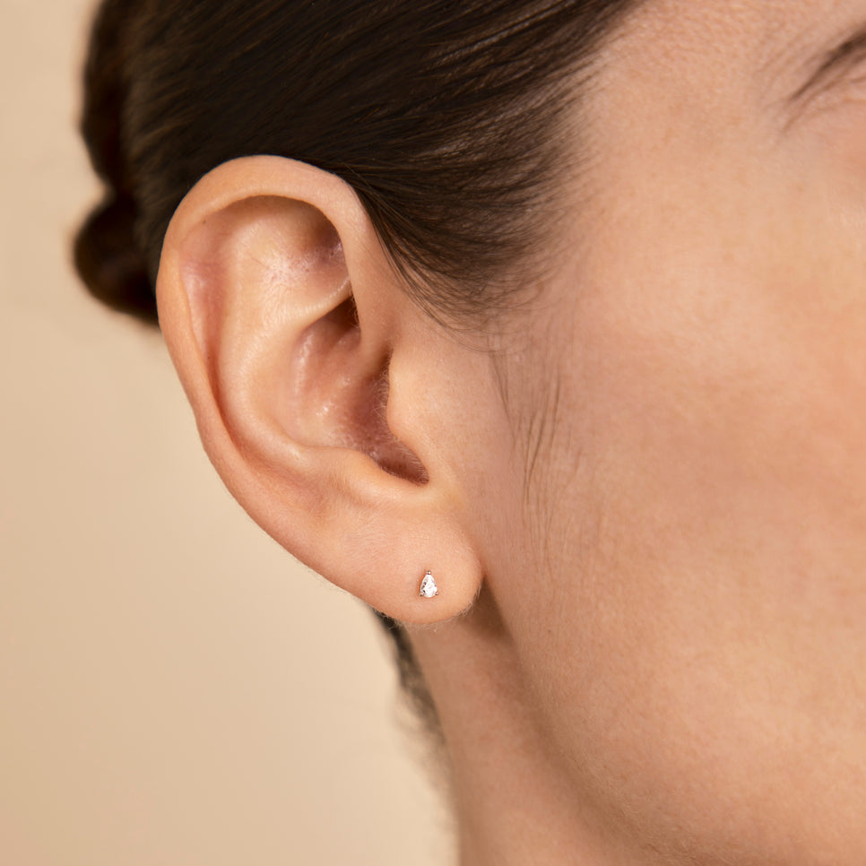 Earrings - Pear Crystal Stud Earrings in Silver - Stud Earrings - Astrid & Miyu