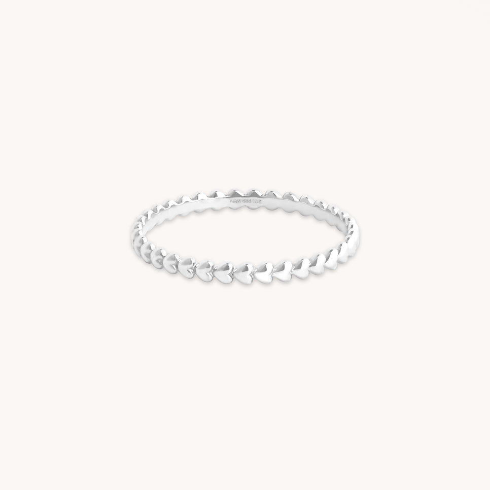 Heart Jewellery - Heart Band Ring in Solid White Gold - Band Rings - Astrid & Miyu