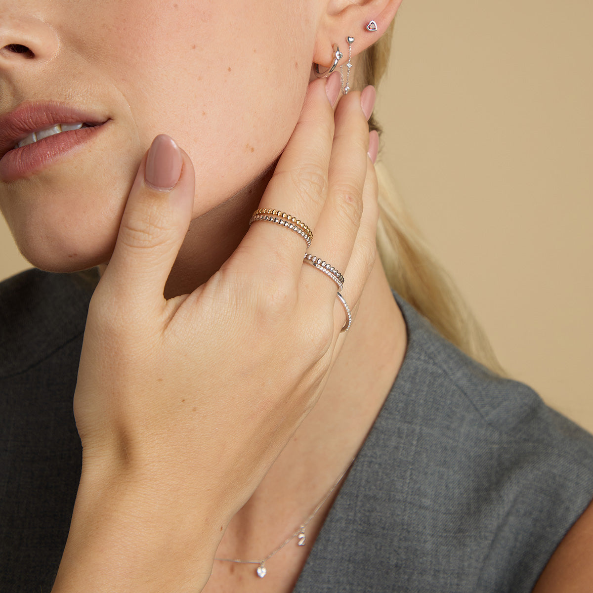 Heart Jewellery - Heart Band Ring in Solid White Gold - Band Rings - Astrid & Miyu