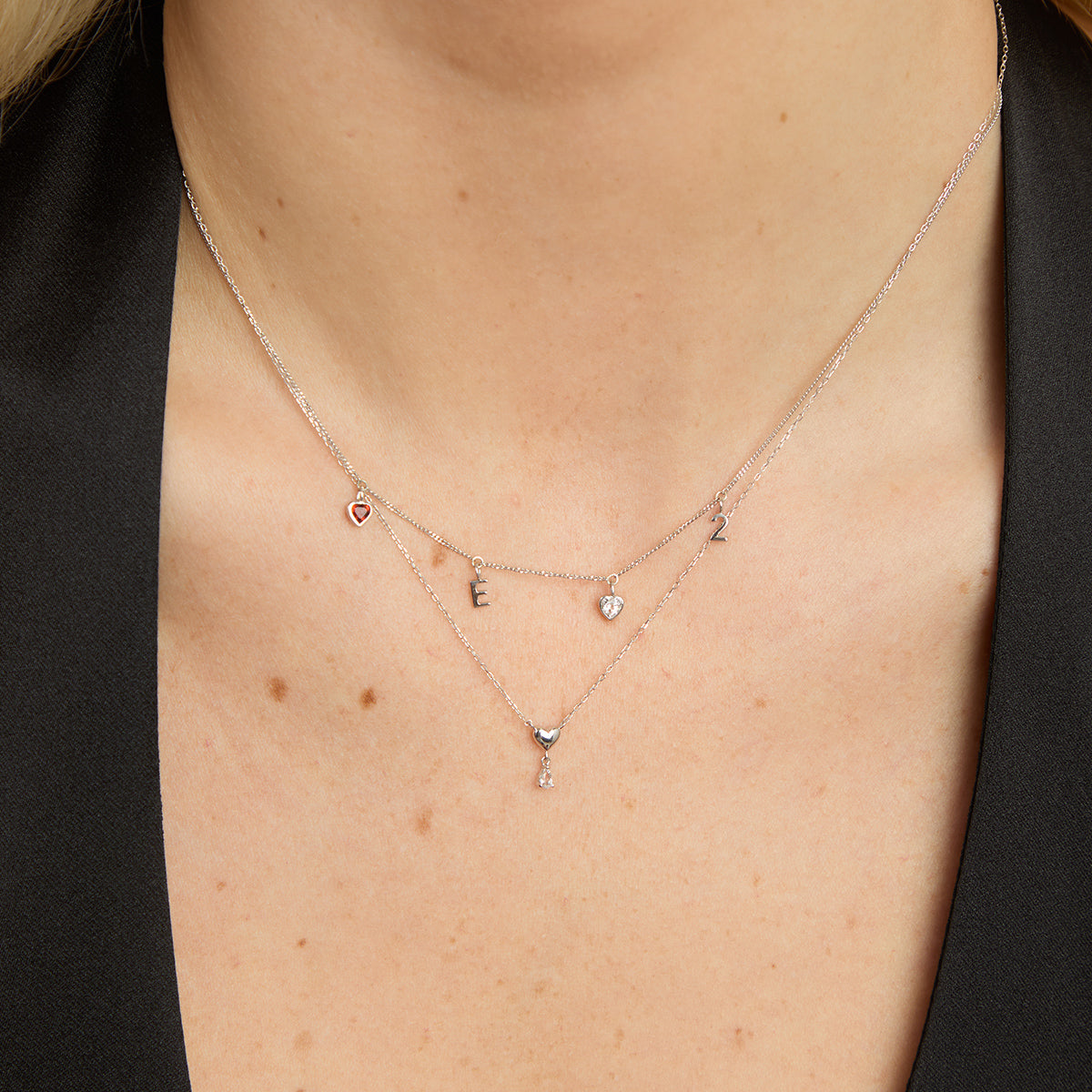 Gold Necklaces - White Topaz Heart Pendant Necklace in Solid White Gold - Pendant Necklaces - Astrid & Miyu