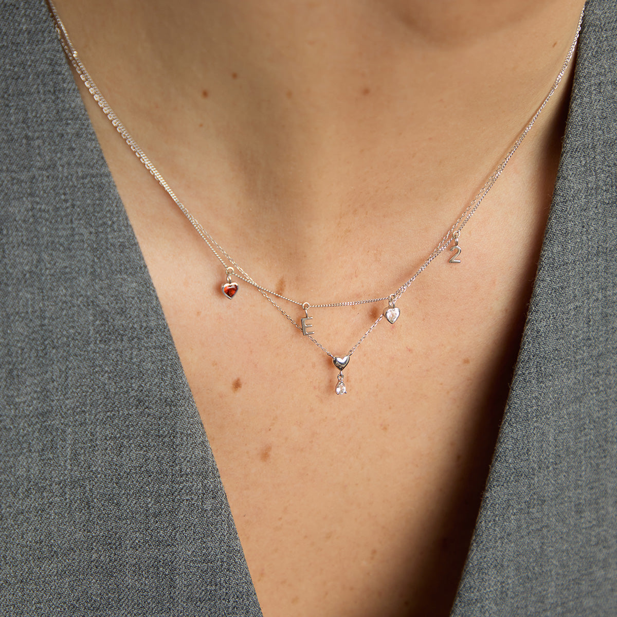 Gold Necklaces - White Topaz Heart Pendant Necklace in Solid White Gold - Pendant Necklaces - Astrid & Miyu