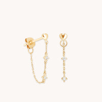 Earrings - Heart Topaz Chain Studs in Solid Gold - Stud Earrings - Astrid & Miyu