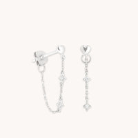 Earrings - Heart Topaz Chain Studs in Solid White Gold - Stud Earrings - Astrid & Miyu