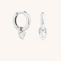 Earrings - Heart Crystal Charm Huggies in Silver - Huggies - Astrid & Miyu