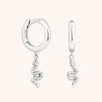 Earrings - Snake Crystal Charm Huggies in Silver - Huggies - Astrid & Miyu