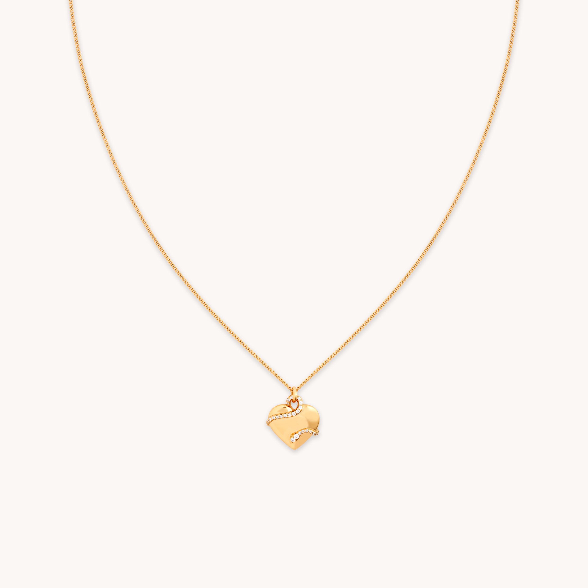 18k Gold Plated Jewellery - Heart & Snake Pendant Necklace in Gold - Pendant Necklace - Astrid & Miyu