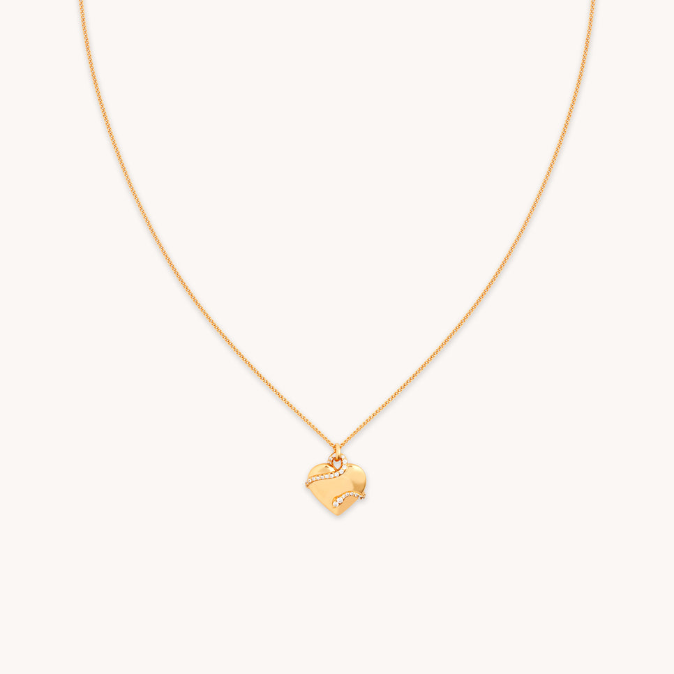 18k Gold Plated Jewellery - Heart & Snake Pendant Necklace in Gold - Pendant Necklace - Astrid & Miyu