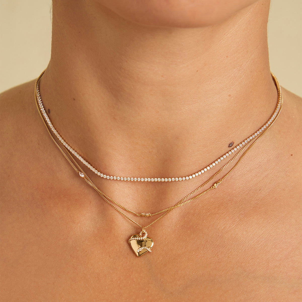 18k Gold Plated Jewellery - Heart & Snake Pendant Necklace in Gold - Pendant Necklace - Astrid & Miyu