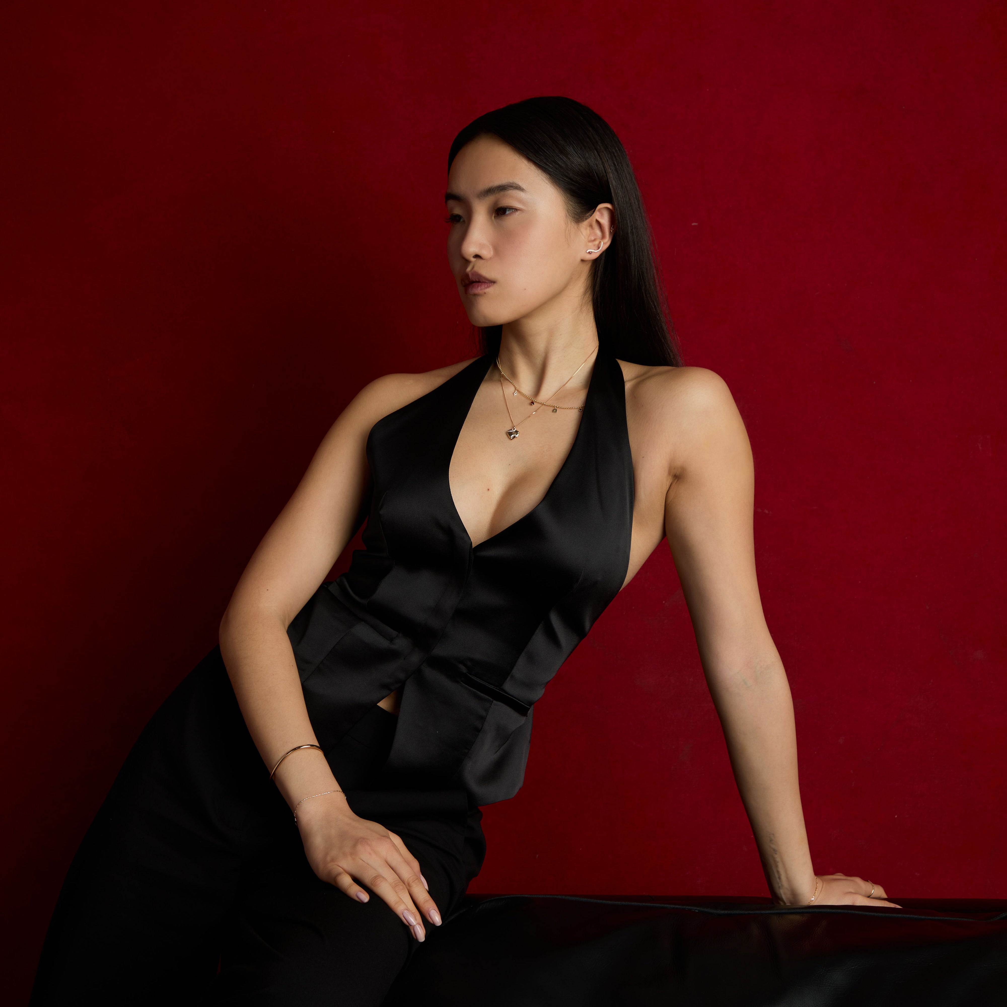 18k Gold Plated Jewellery - Heart & Snake Pendant Necklace in Gold - Pendant Necklace - Astrid & Miyu