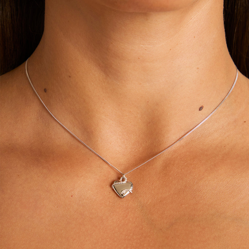 Eternity Collection - Heart & Snake Pendant Necklace in Silver - Pendant Necklace - Astrid & Miyu