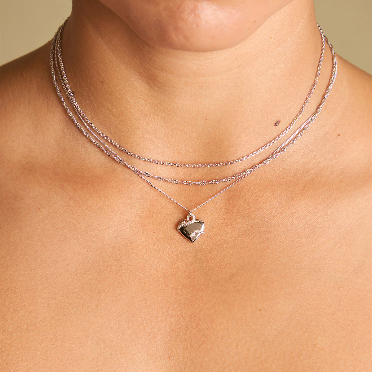 Eternity Collection - Heart & Snake Pendant Necklace in Silver - Pendant Necklace - Astrid & Miyu