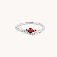Eternity Collection - Garnet Serpent Wave Ring in Silver - Band Rings - Astrid & Miyu