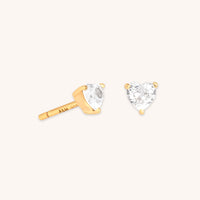 18k Gold Plated Jewellery - Heart Crystal Studs in Gold - Stud Earrings - Astrid & Miyu