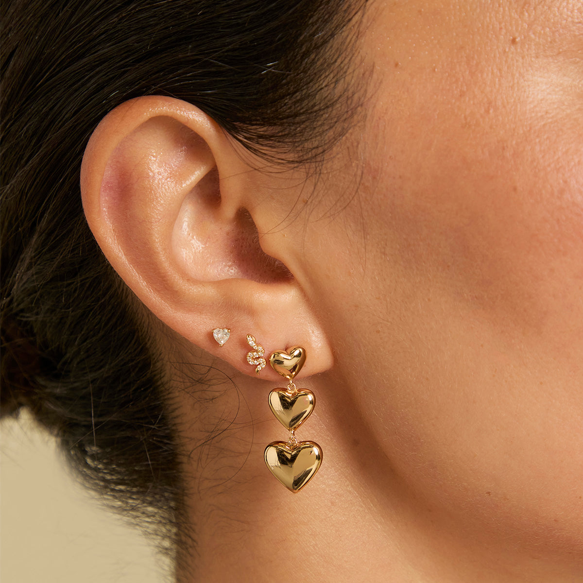 18k Gold Plated Jewellery - Heart Crystal Studs in Gold - Stud Earrings - Astrid & Miyu