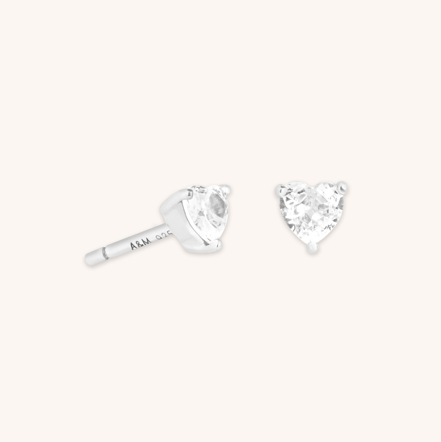 Earrings - Heart Crystal Studs in Silver - Stud Earrings - Astrid & Miyu