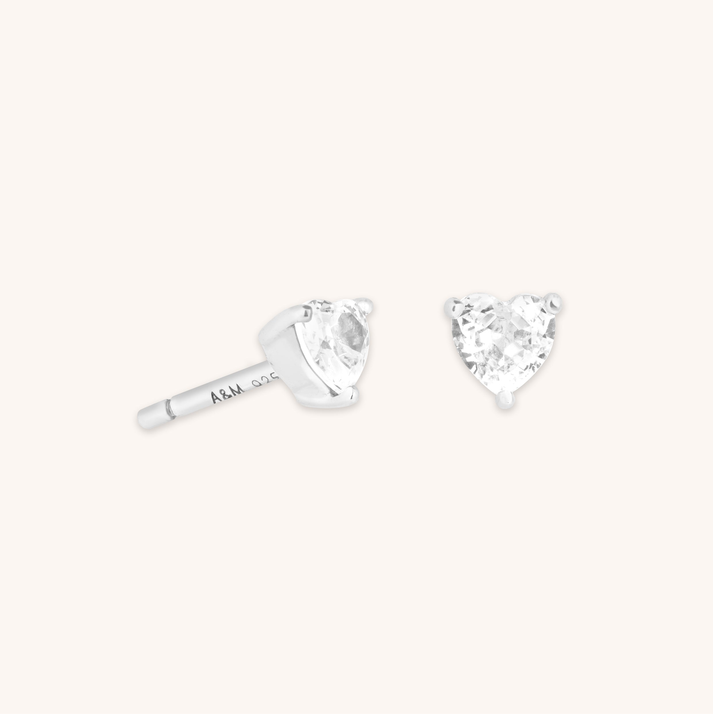 Earrings - Heart Crystal Studs in Silver - Stud Earrings - Astrid & Miyu