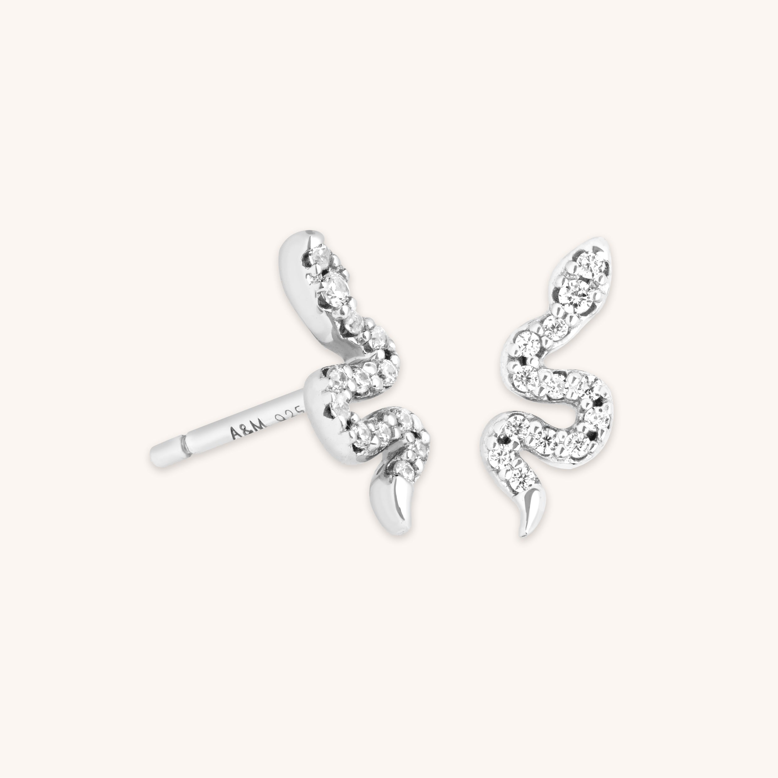 Earrings - Snake Crystal Studs in Silver - Stud Earrings - Astrid & Miyu