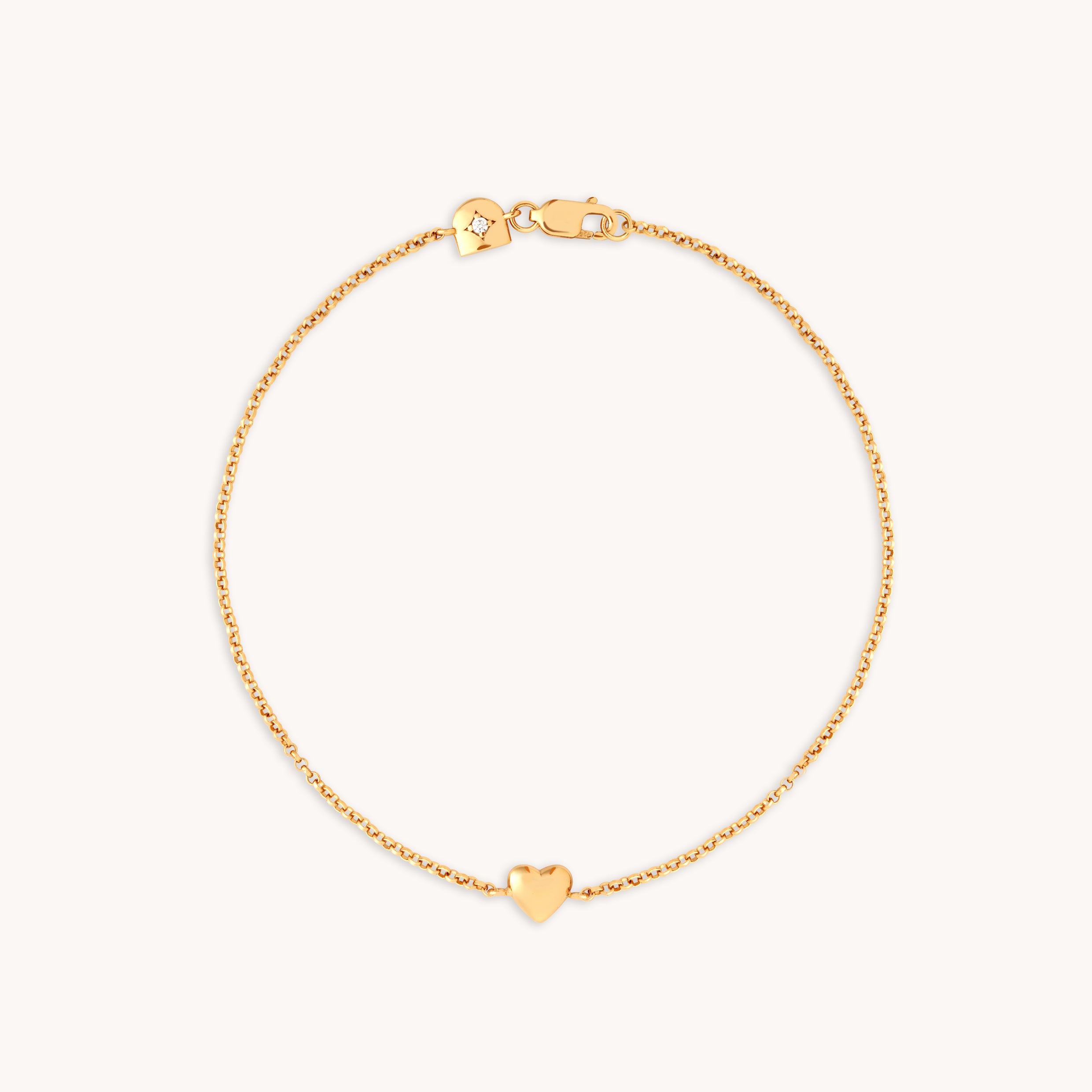 18k Gold Plated Jewellery - Love Heart Charm Bracelet in Gold - Charm Bracelets - Astrid & Miyu