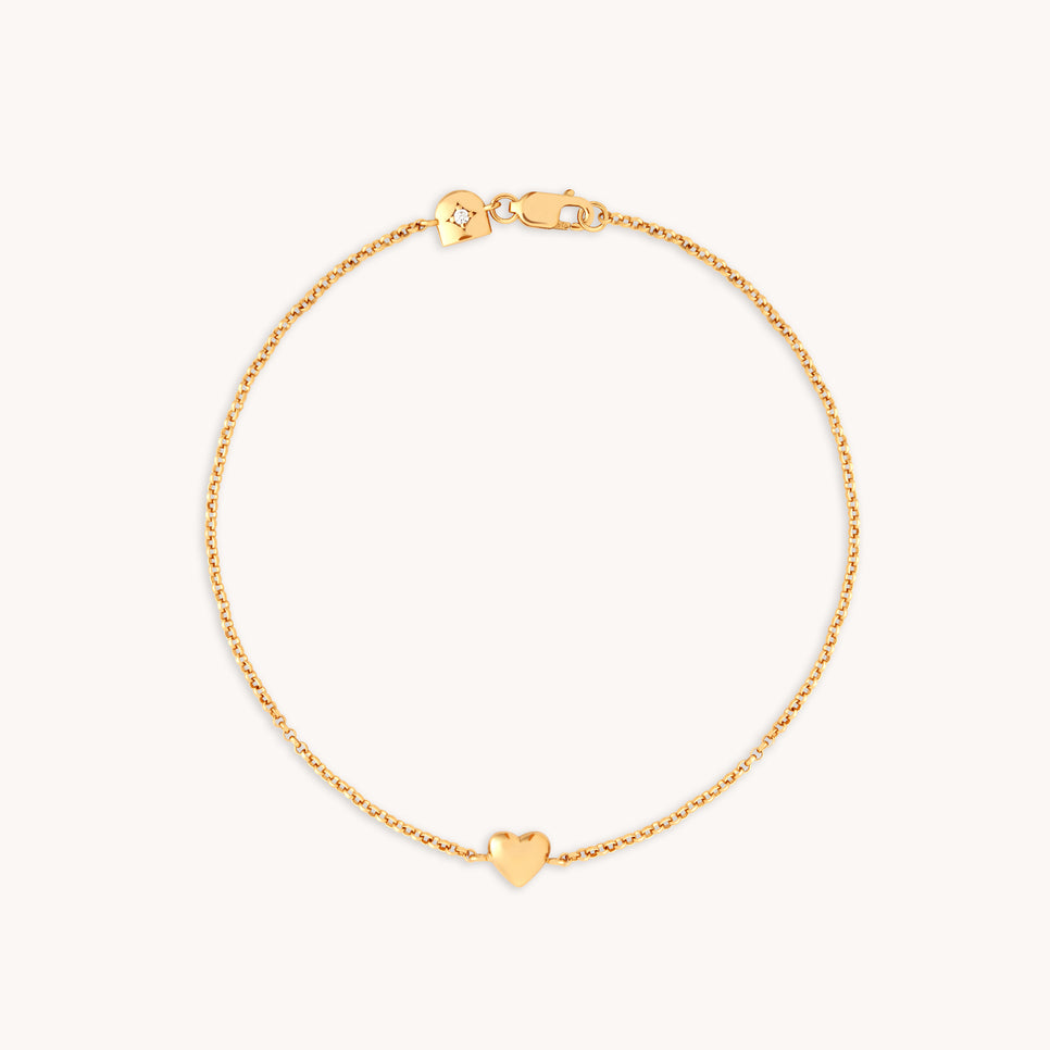 18k Gold Plated Jewellery - Love Heart Charm Bracelet in Gold - Charm Bracelets - Astrid & Miyu
