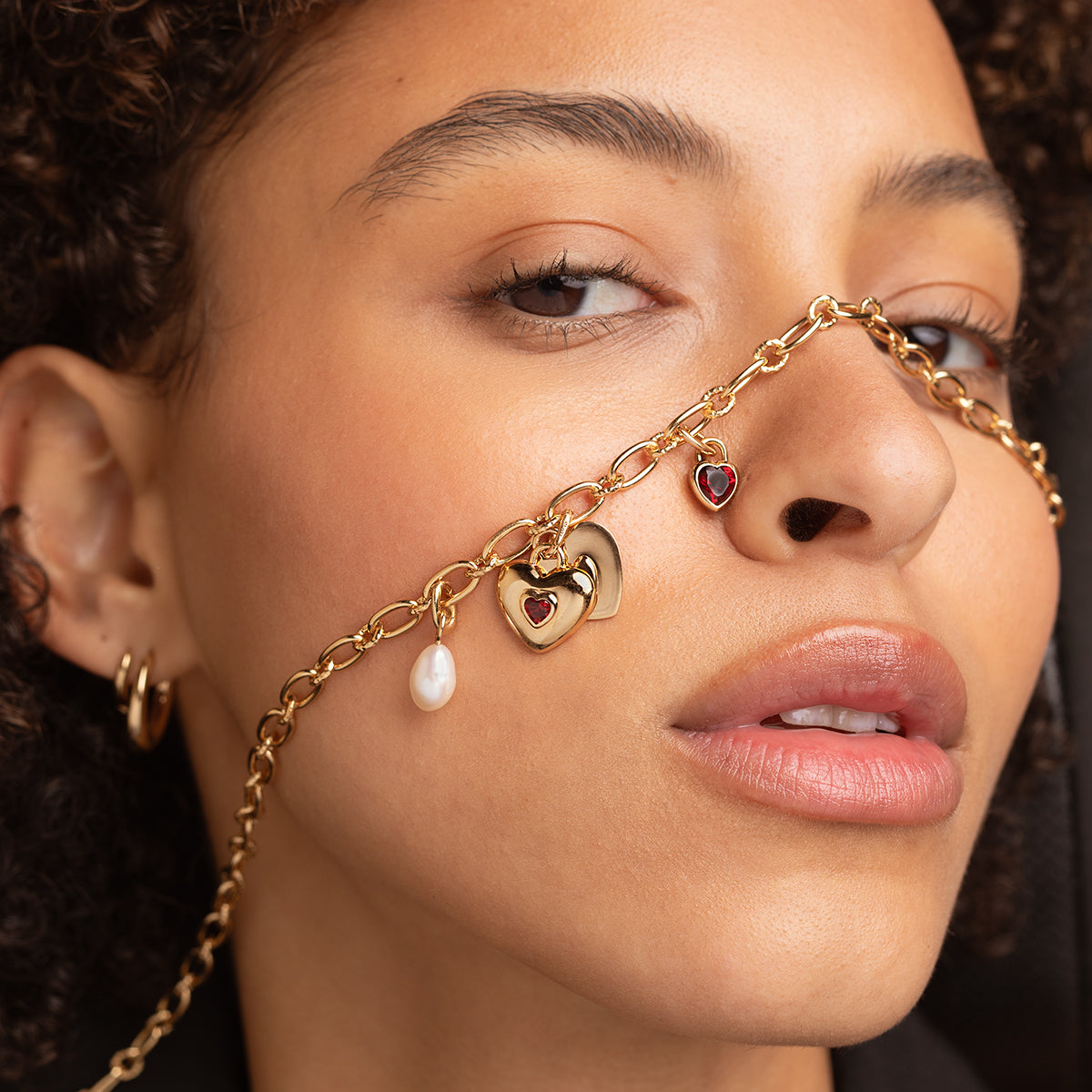 18k Gold Plated Jewellery - Duo Heart Talisman Charm in Gold - Talisman Charm - Astrid & Miyu