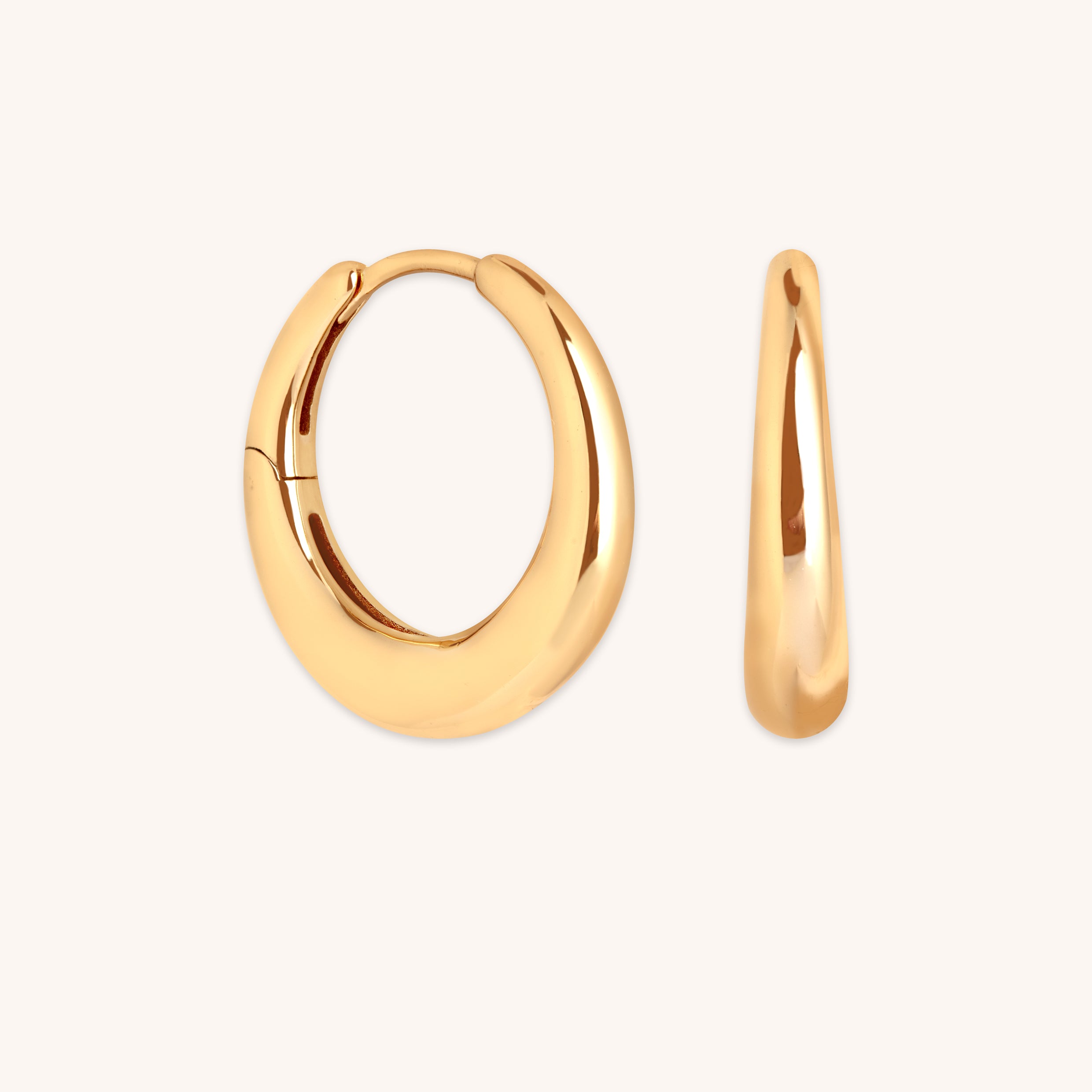 18k Gold Plated Jewellery - Dome Medium Hoops in Gold - Hoop Earrings - Astrid & Miyu