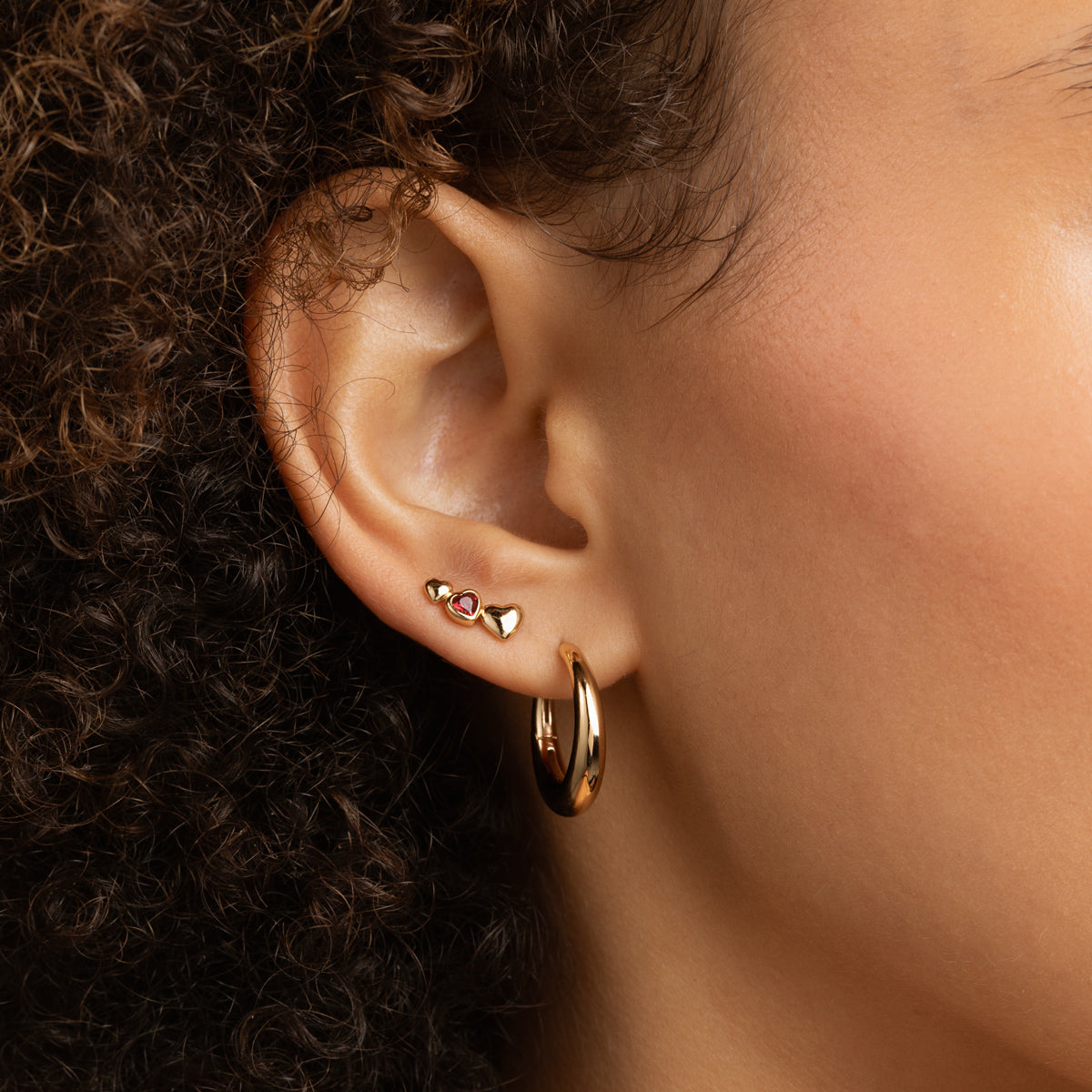 18k Gold Plated Jewellery - Dome Medium Hoops in Gold - Hoop Earrings - Astrid & Miyu