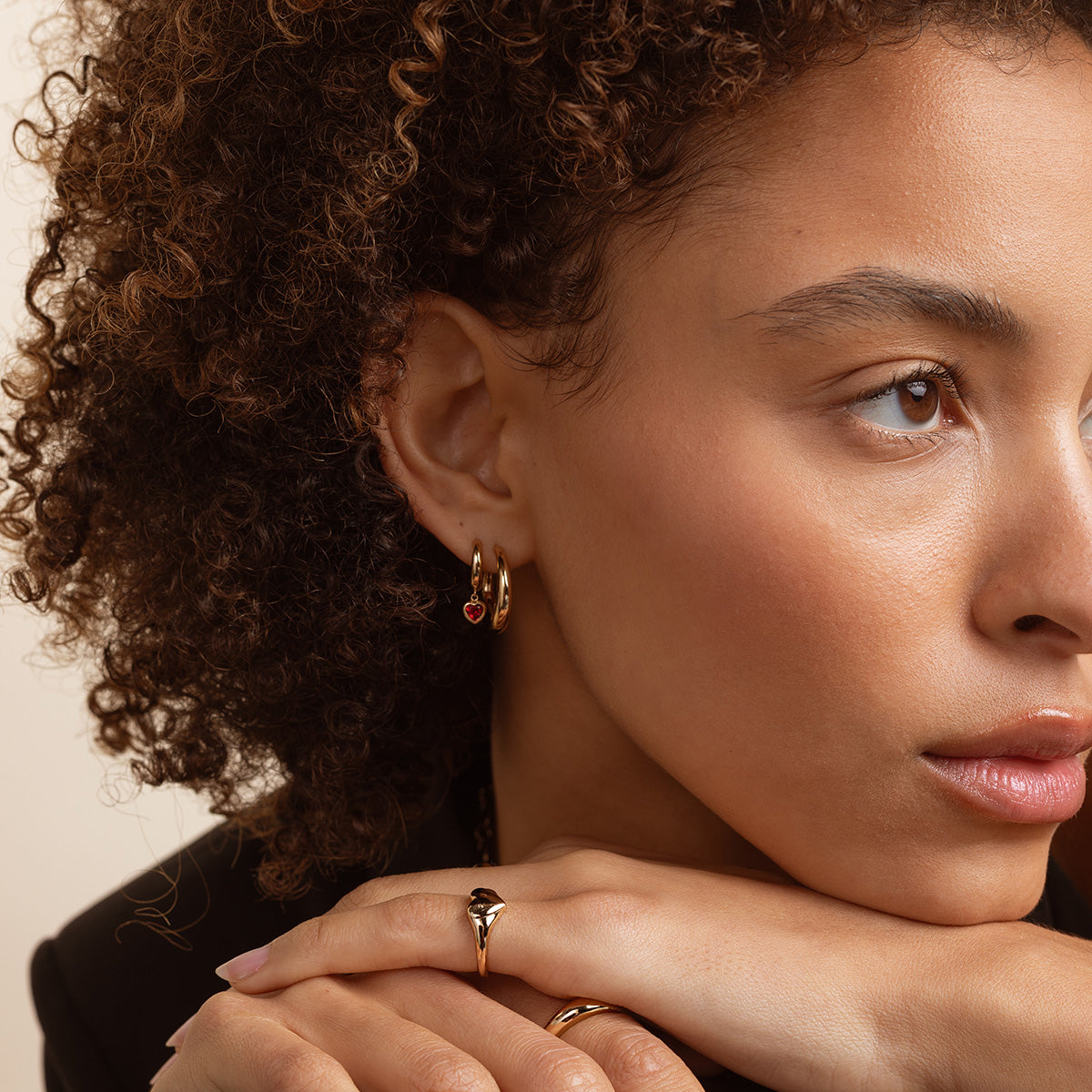 18k Gold Plated Jewellery - Dome Medium Hoops in Gold - Hoop Earrings - Astrid & Miyu