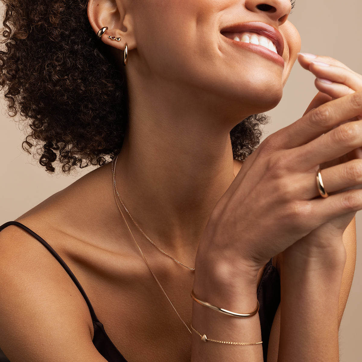 18k Gold Plated Jewellery - Dome Medium Hoops in Gold - Hoop Earrings - Astrid & Miyu